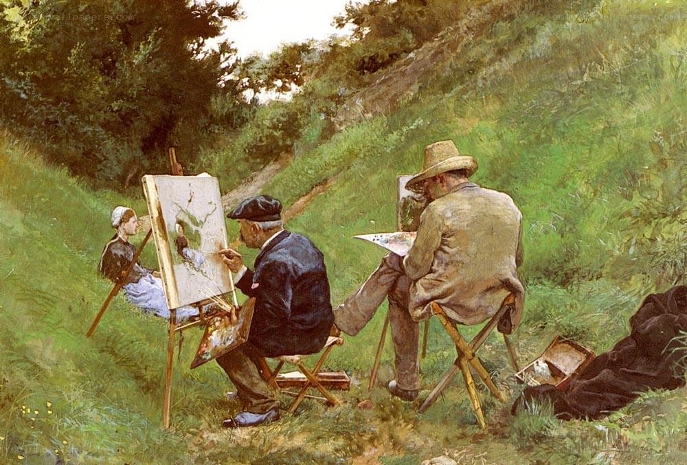 Artists painting outdoors