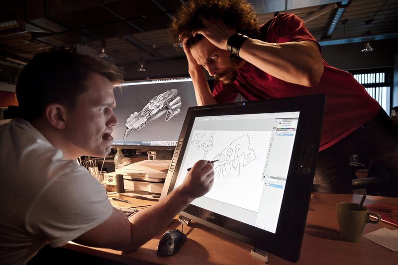 Artists working on digital design