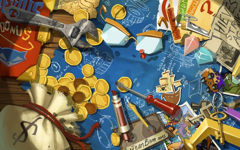 artwork of scattered items