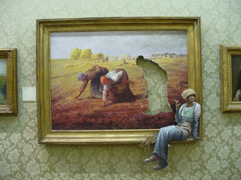 Artwork with figure emerging