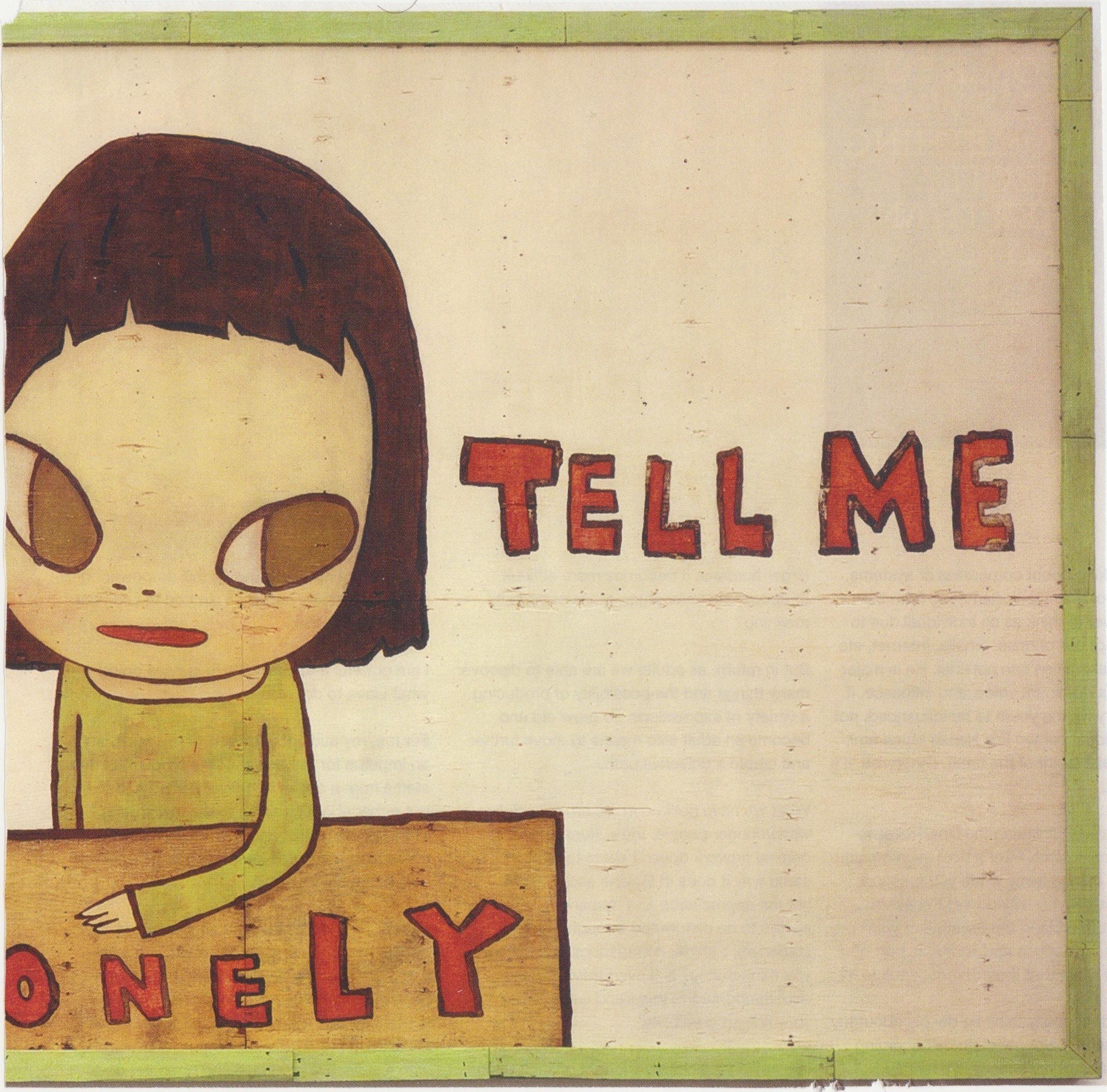 artwork with girl and text