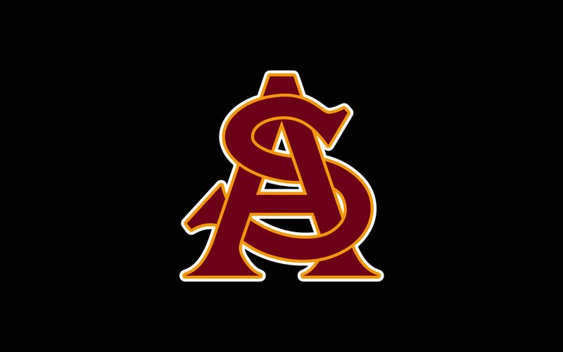 AS logo on black background