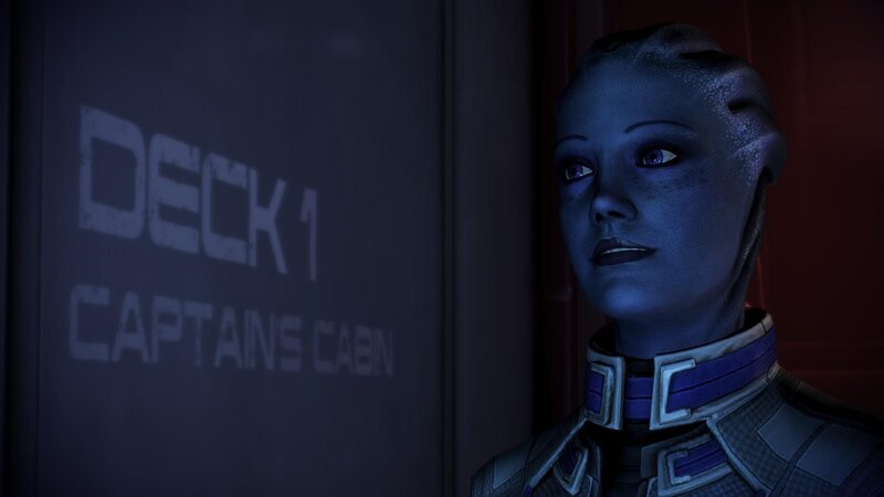 Asari in front of captain's cabin