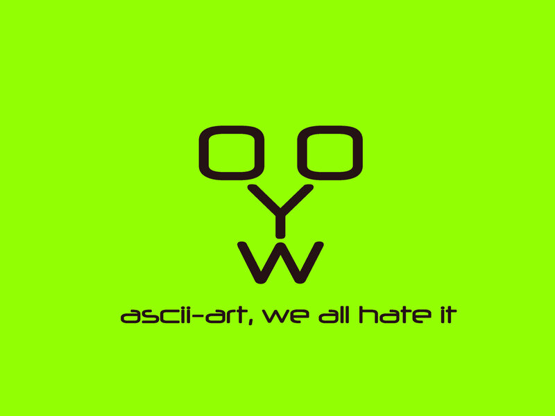 ASCII art face with text