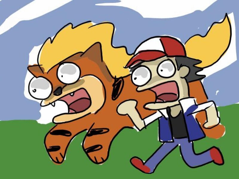 Ash and Arcanine running