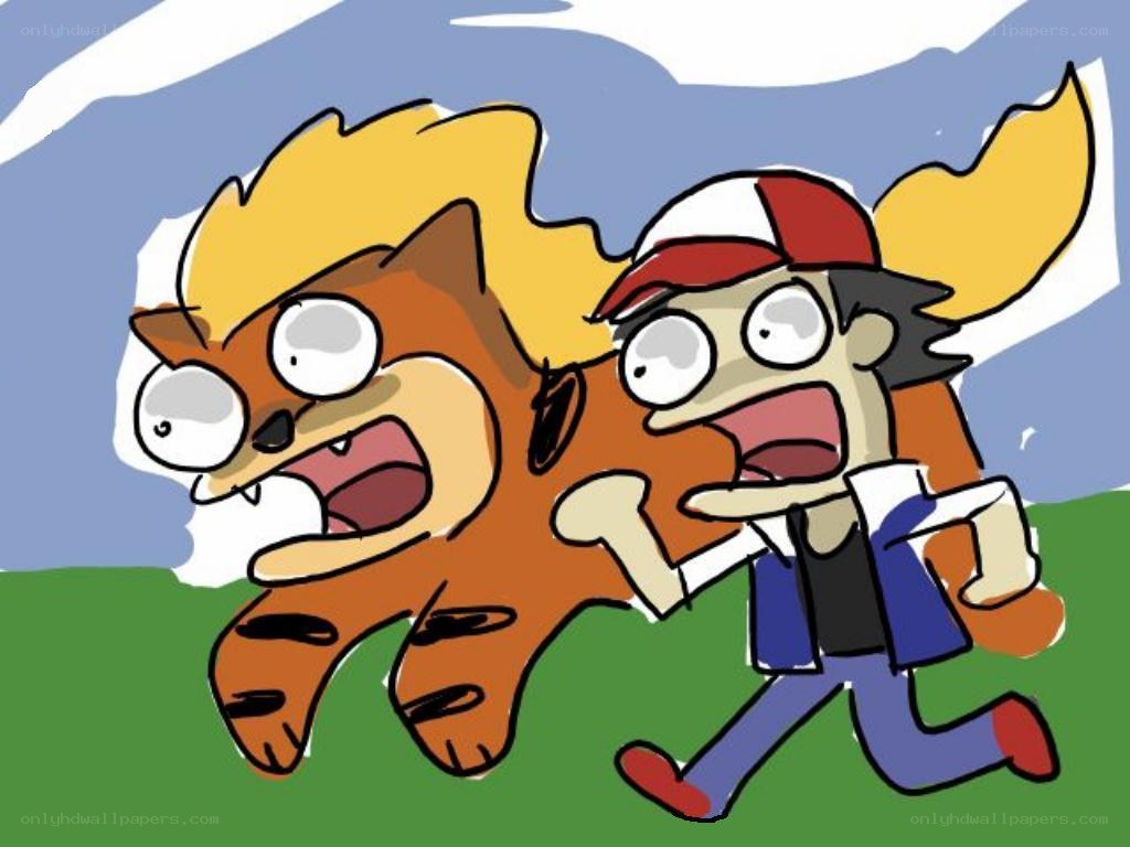 Ash and Arcanine running