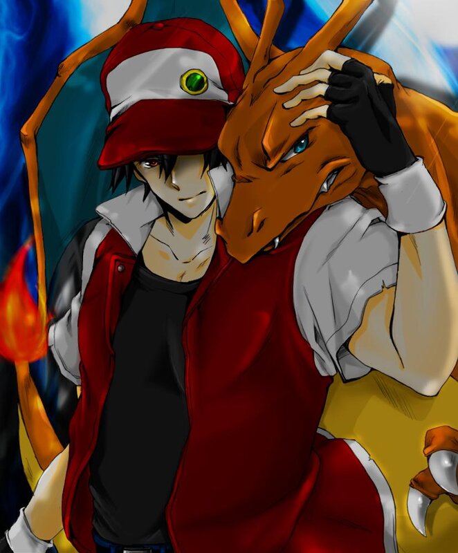 Ash and Charizard close
