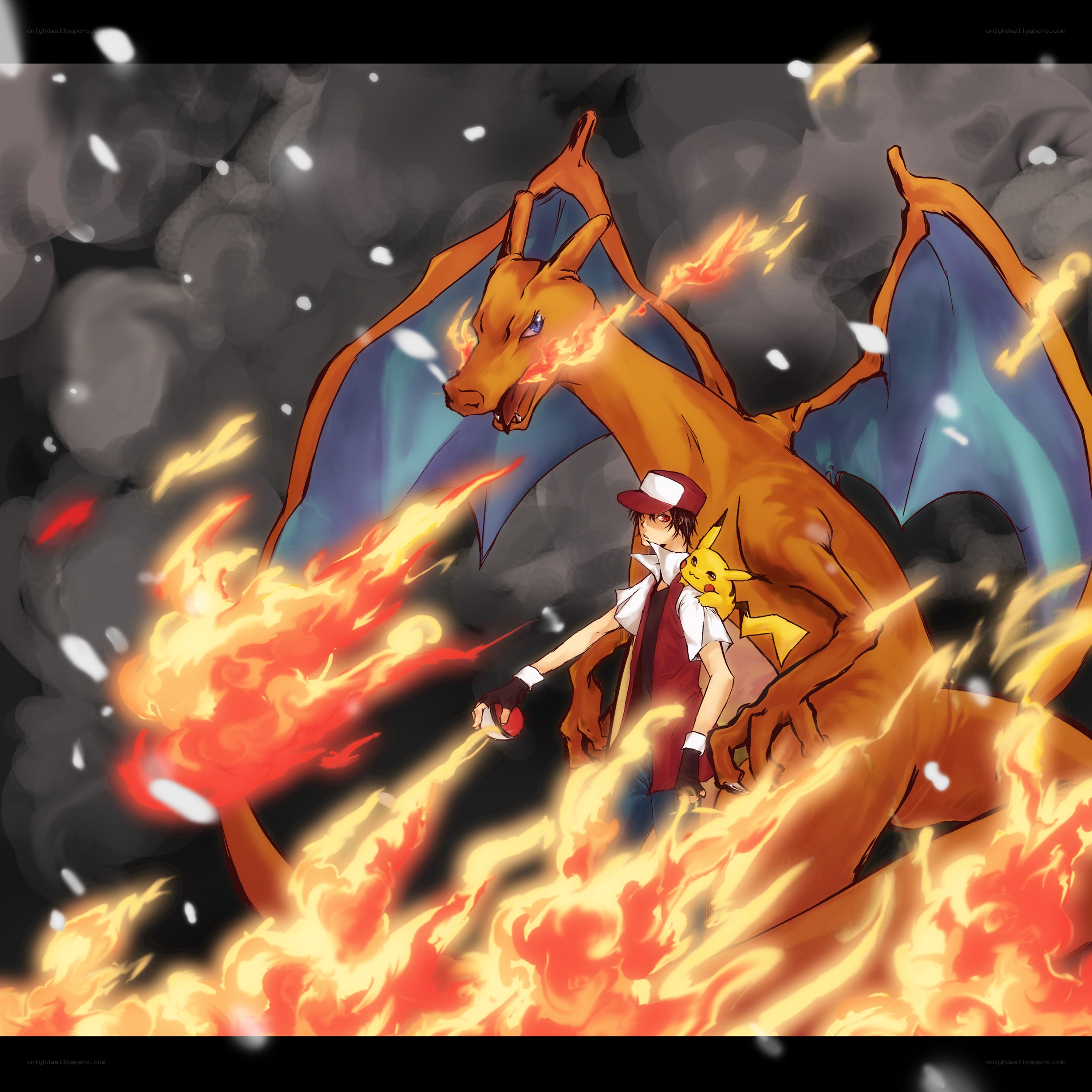 Ash and Charizard in battle