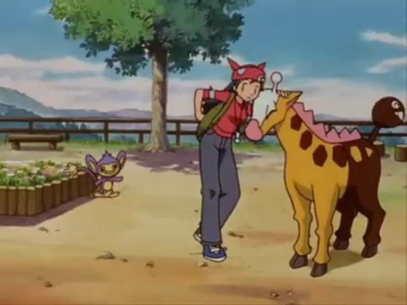 Ash and his Pokémon in a park