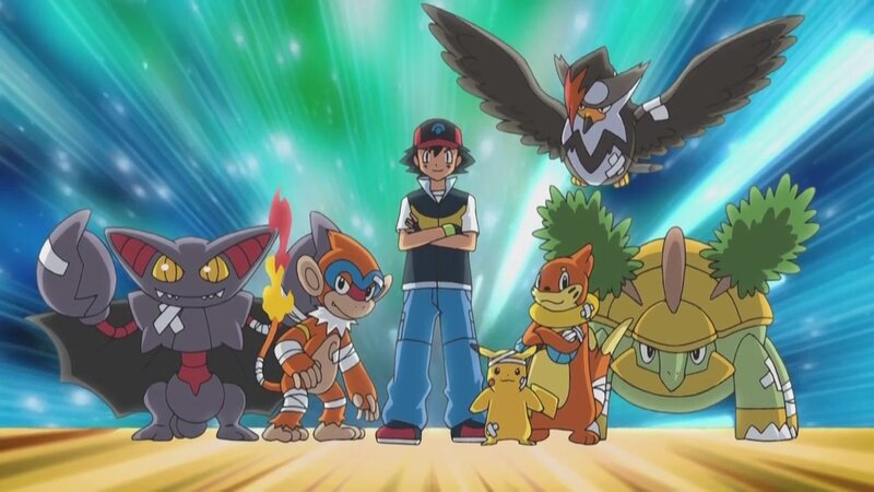 Ash and his Pokémon team