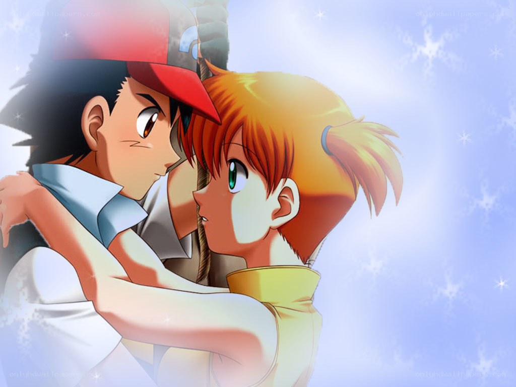 Ash and Misty embrace