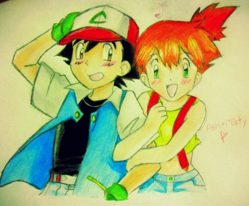 Ash and Misty Hugging