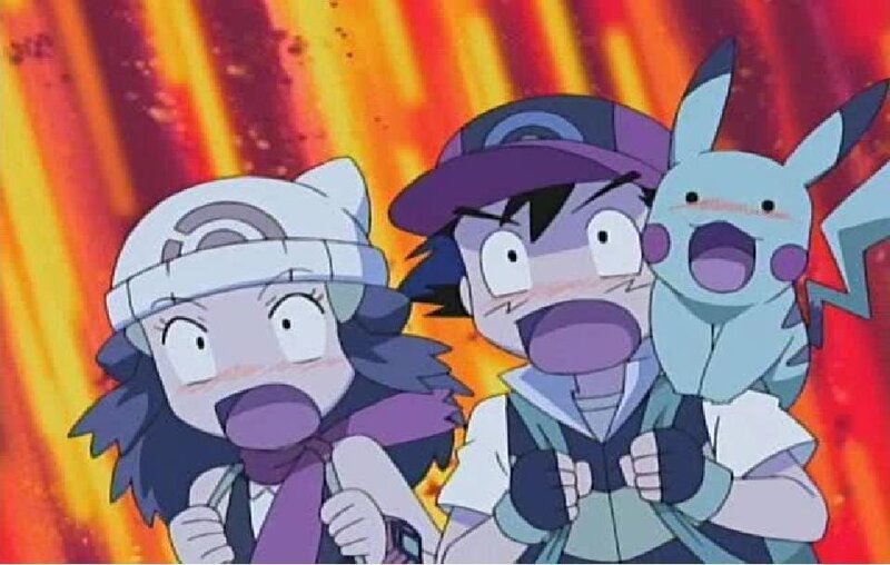 Ash and Pikachu in shock