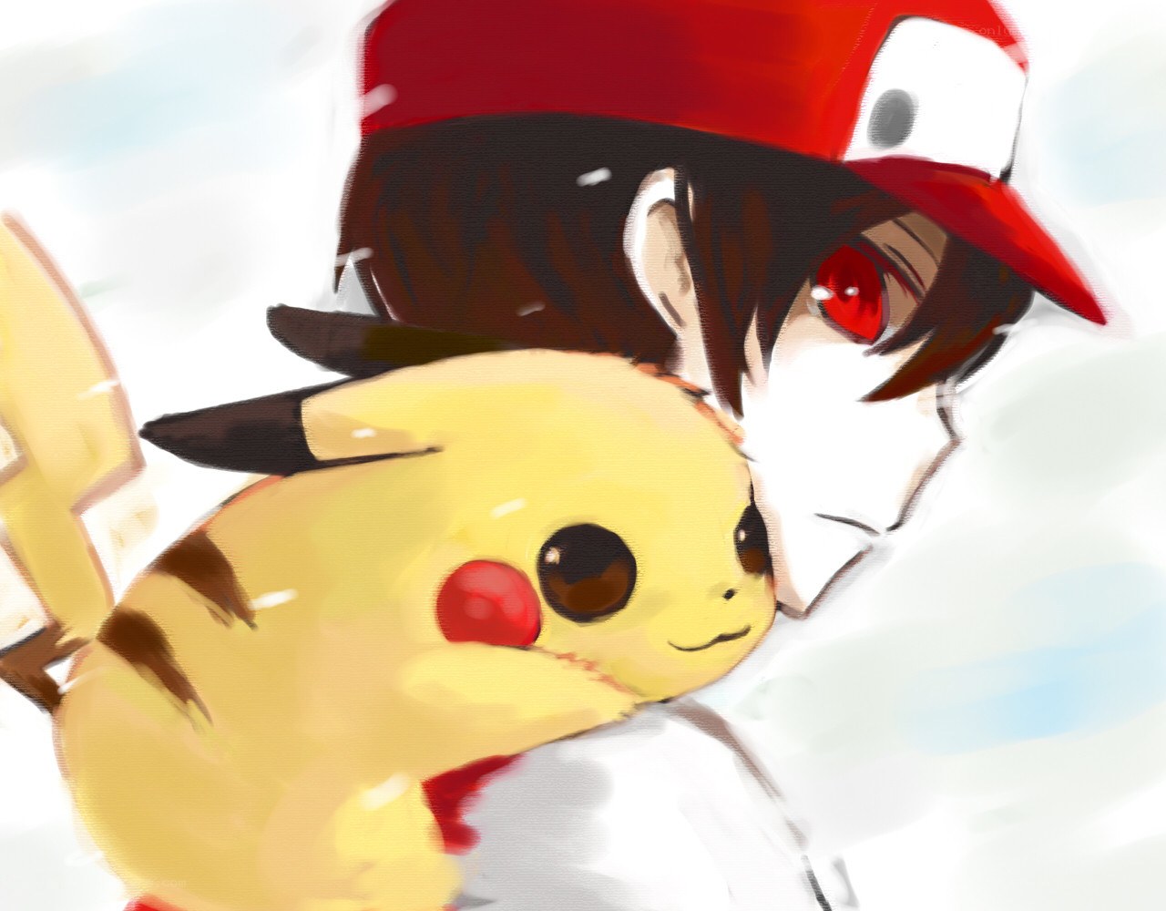 Ash and Pikachu in snow