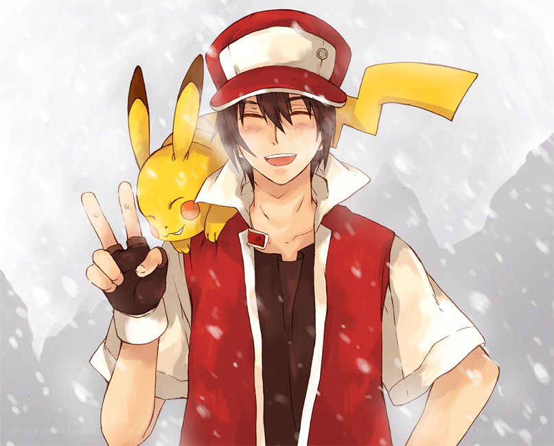 Ash and Pikachu in the snow
