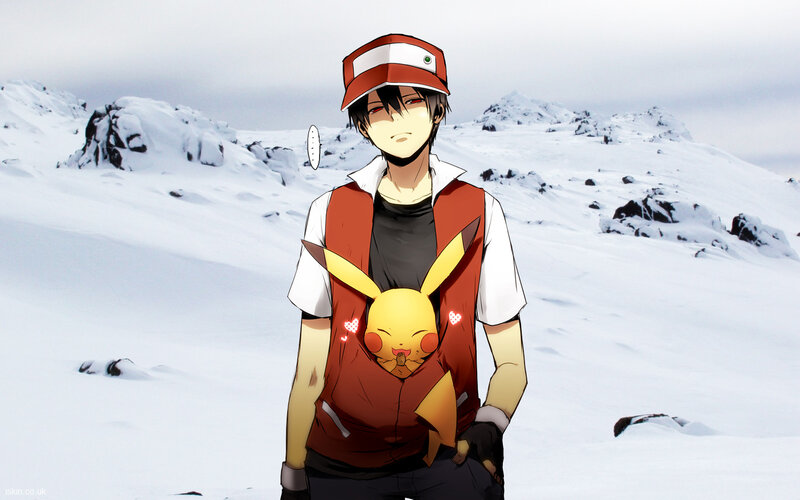 Ash and Pikachu in the snow
