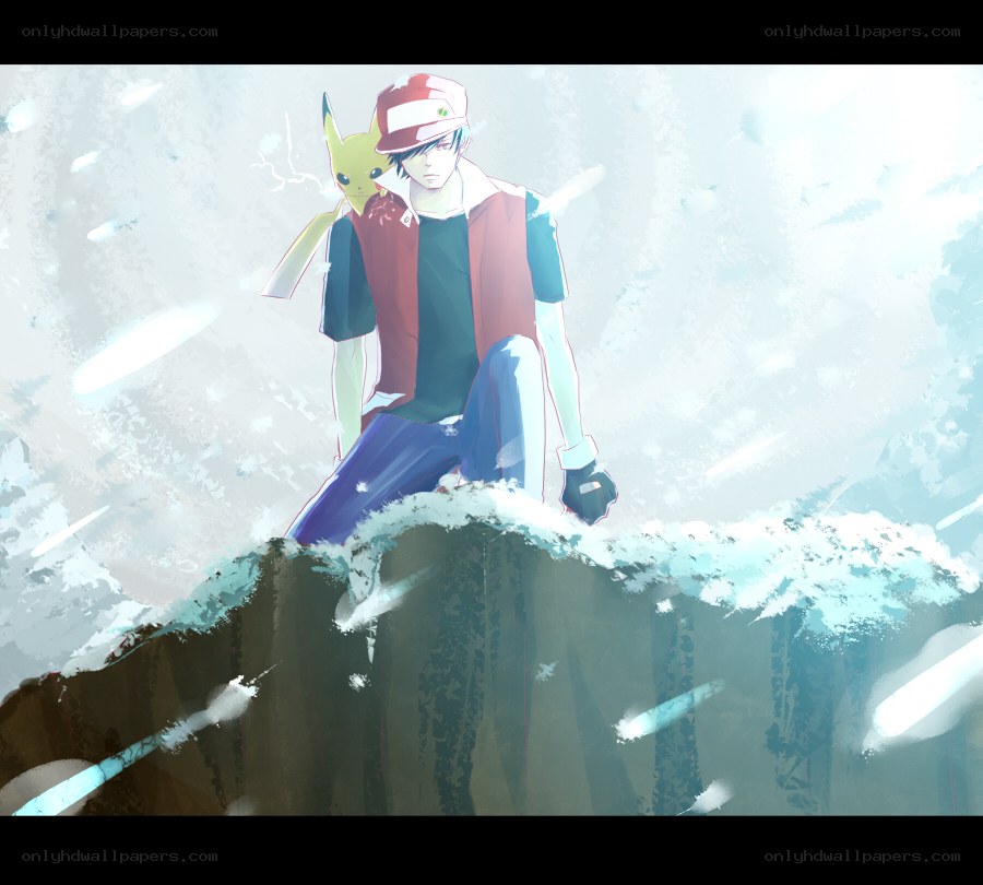Ash and Pikachu in the snow