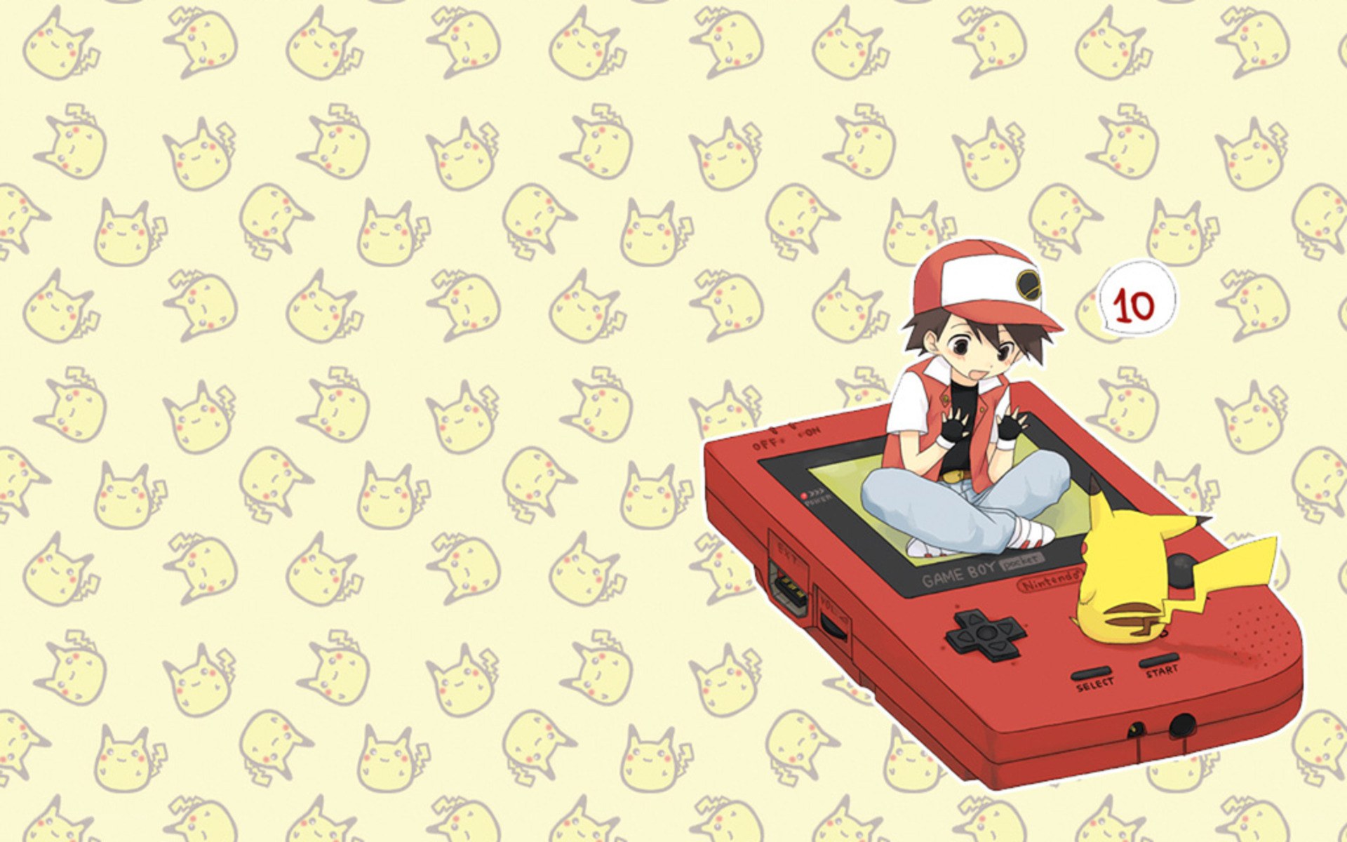 Ash and Pikachu on Game Boy