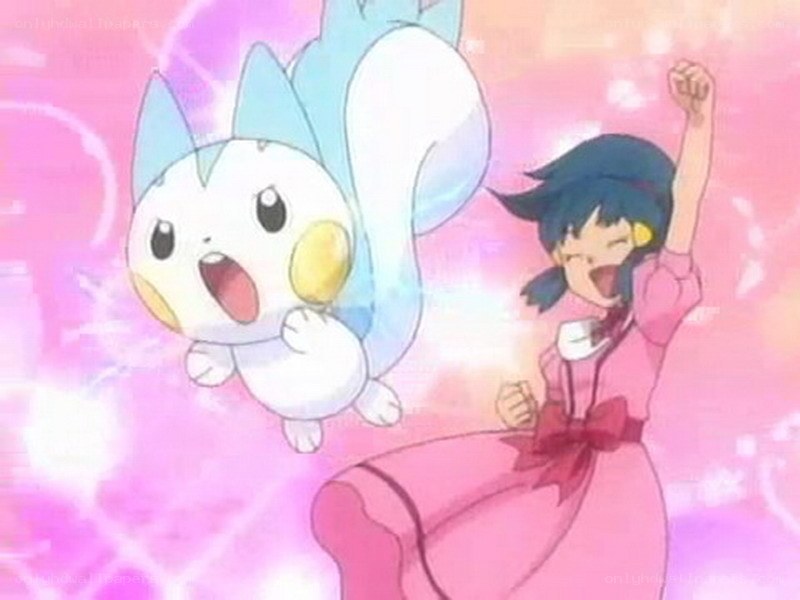 Ash and Piplup cheering