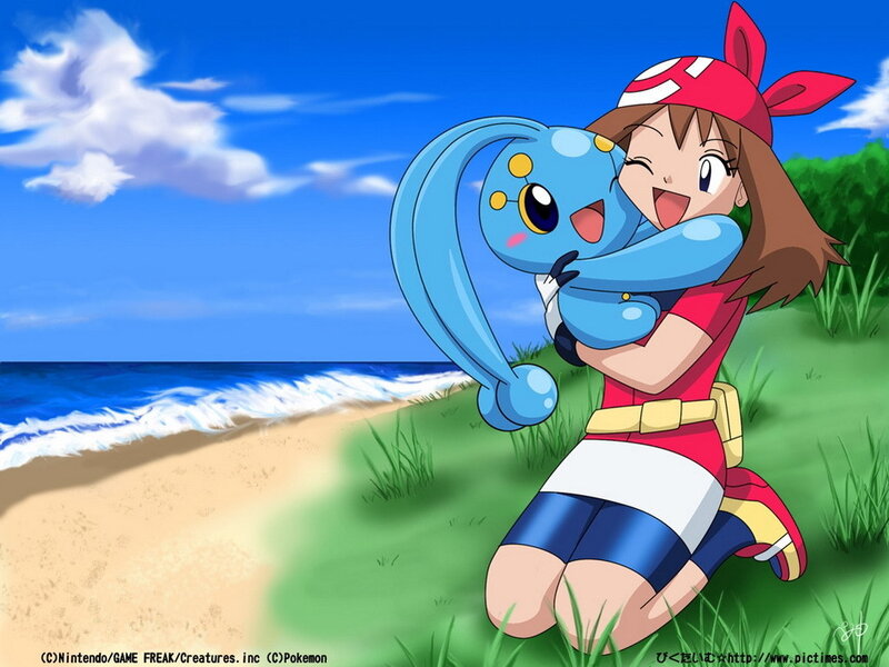 Ash and Piplup on the beach