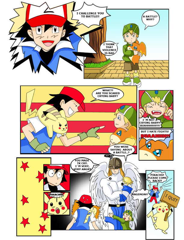 Ash challenges a child