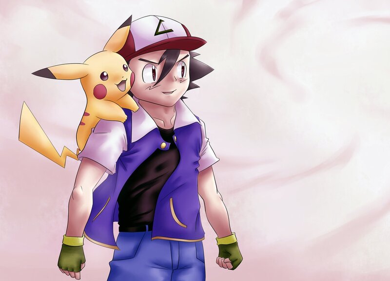 Ash Ketchum and Pikachu — Purple