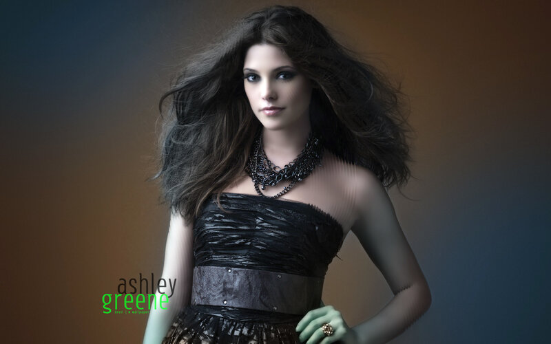 Ashley Greene in a black dress