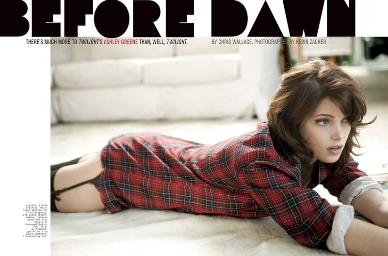Ashley Greene in plaid shirt