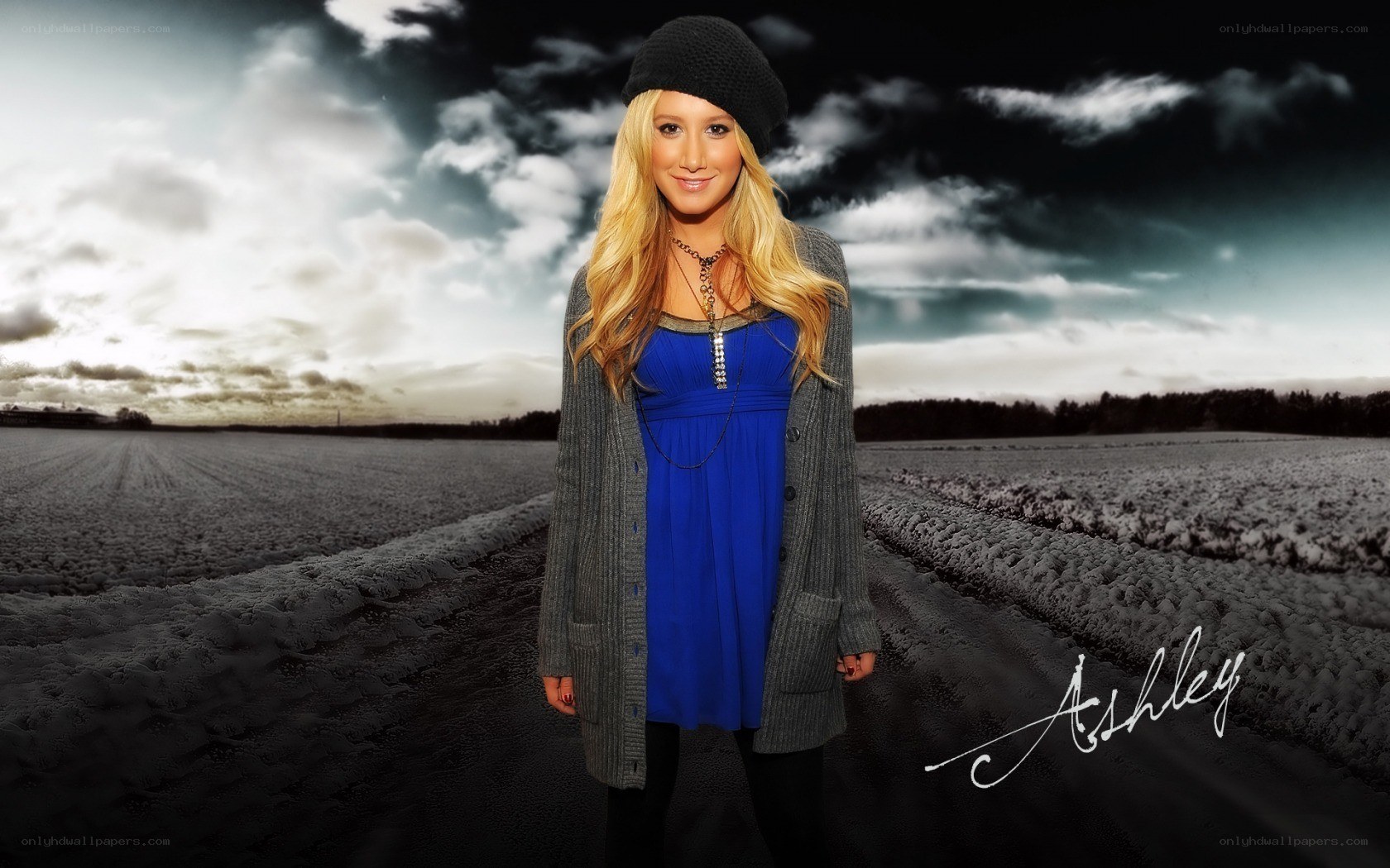 Ashley Tisdale in a field