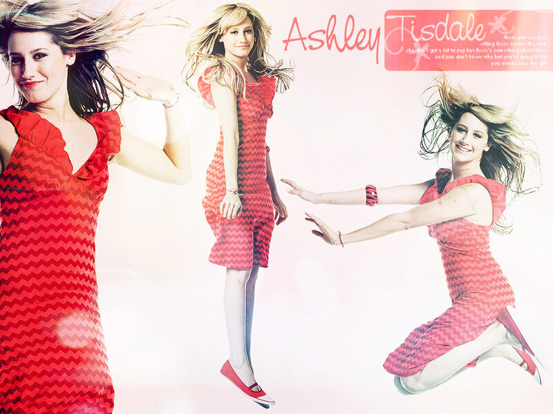 Ashley Tisdale in red dress