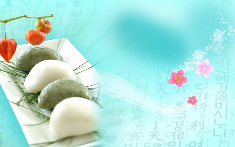 Asian dessert with flowers