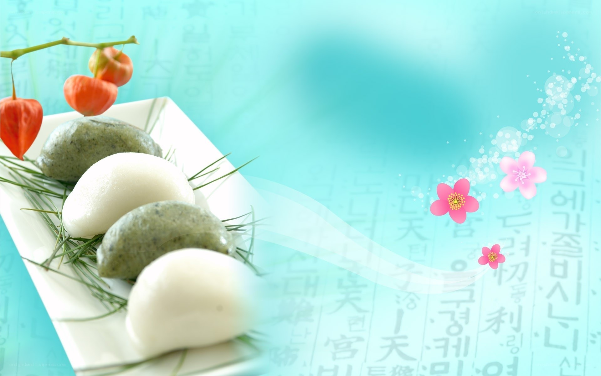 Asian dessert with flowers