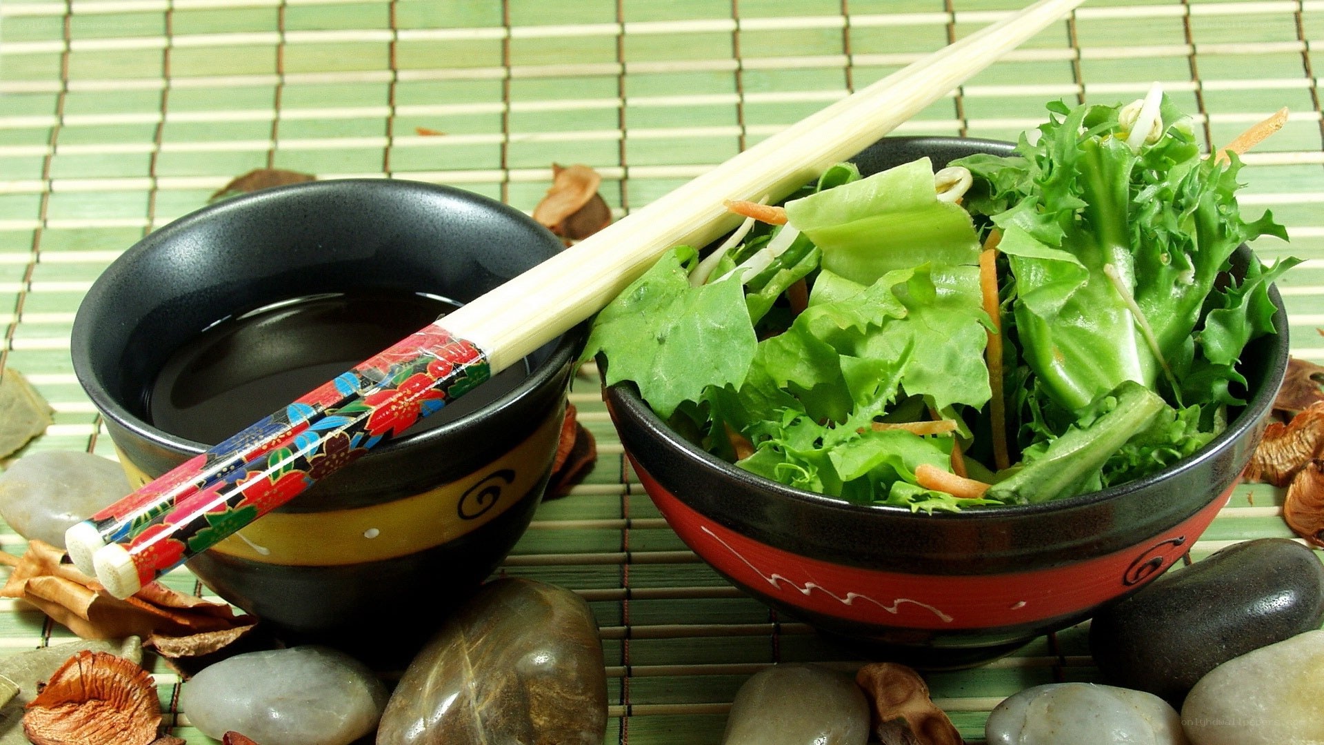 Asian salad with soy sauce