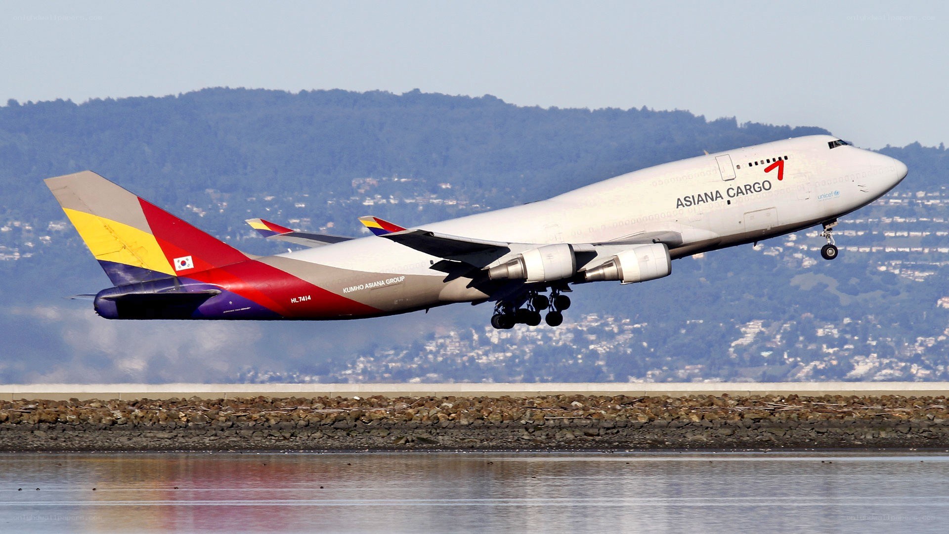 Asiana Cargo Boeing 747 taking off