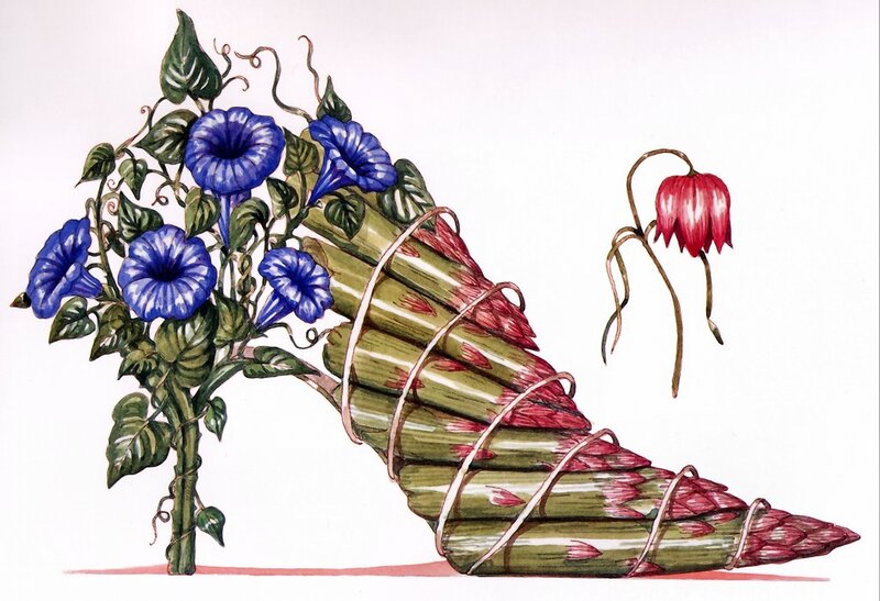 Asparagus Shoe with Flowers