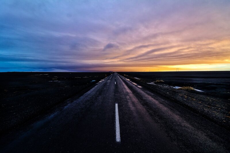 Asphalt Road at Sunset — Blue