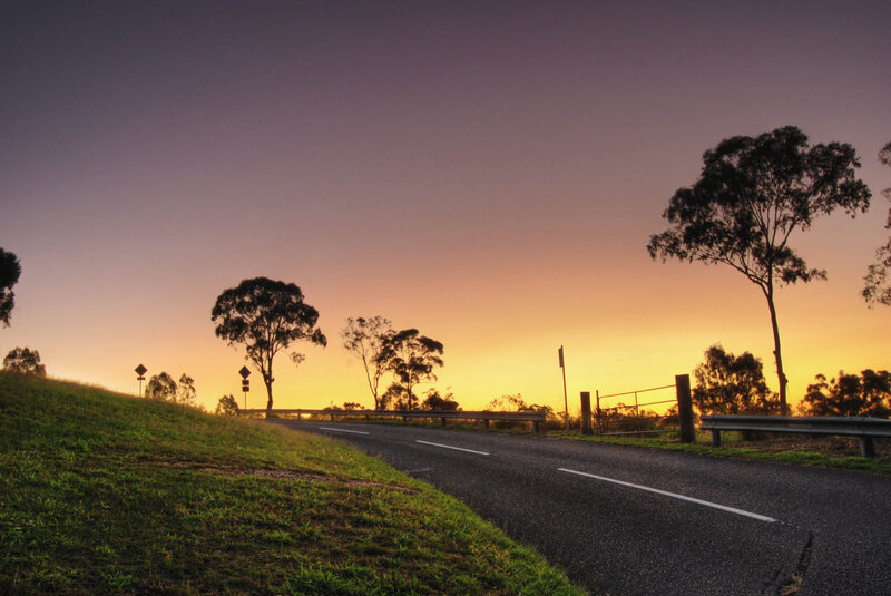 Asphalt Road at Sunset — Purple