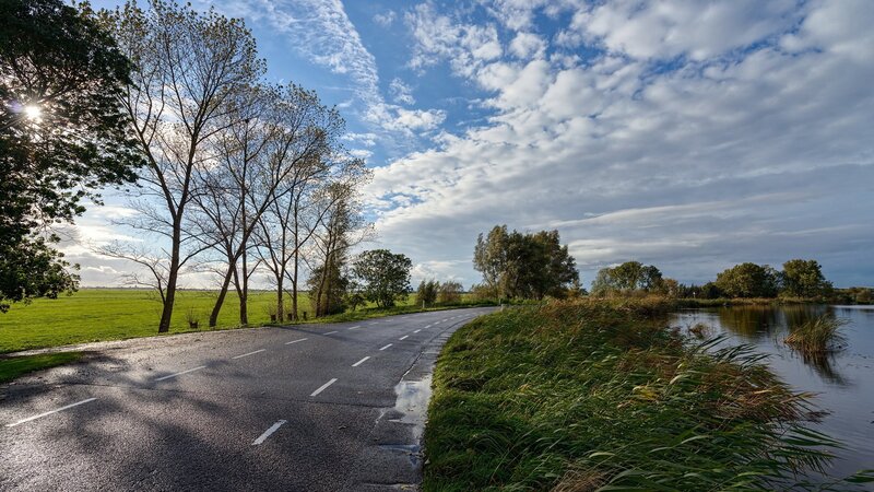 Asphalt Road Beside Lake