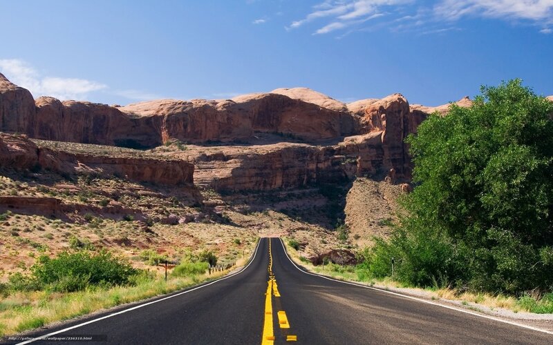 Asphalt Road in Canyon — Blue