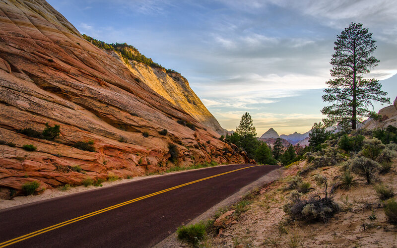 Asphalt Road in Canyon — Red