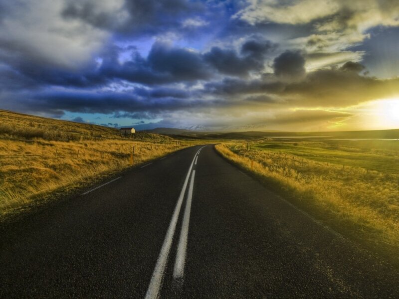 Asphalt Road in Countryside — Blue, Dramatic