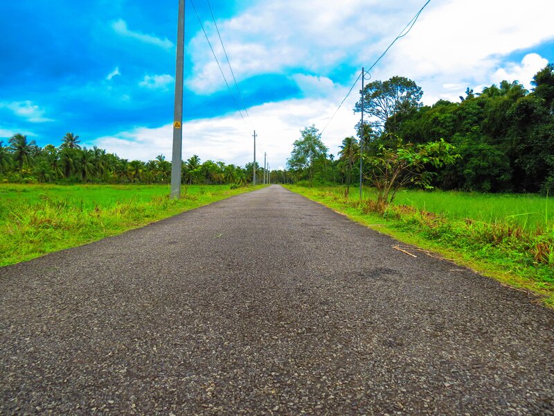 Asphalt Road in Countryside — Blue, Serene, Afternoon, Photograph