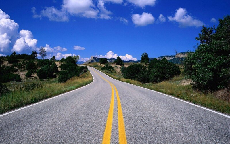 Asphalt Road in Countryside — Blue, Serene