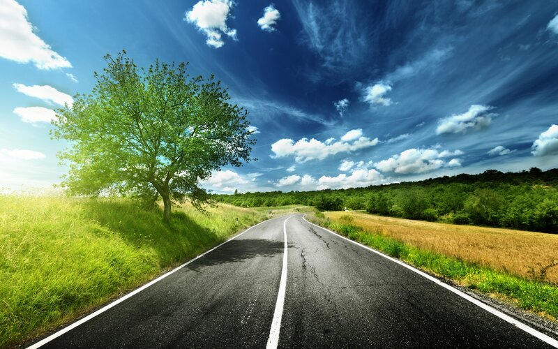 Asphalt Road in Countryside — Blue