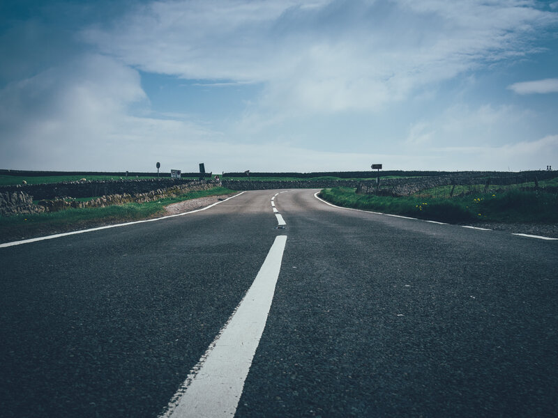 Asphalt Road in Countryside — Gray
