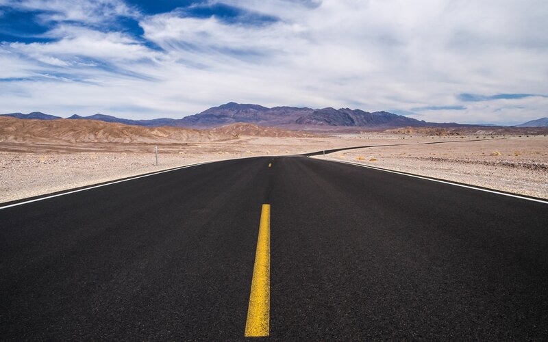 Asphalt Road in Desert — Black, Open