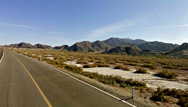 Asphalt Road in Desert — Blue, Arid