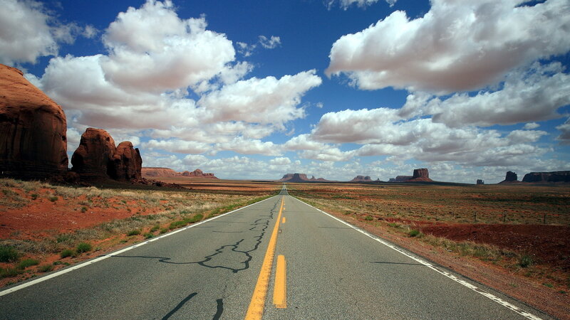 Asphalt Road in Desert — Blue, Open
