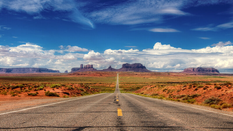 Asphalt Road in Desert — Blue, Serene