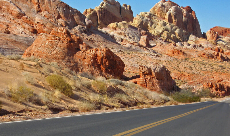 Asphalt Road in Desert — Red